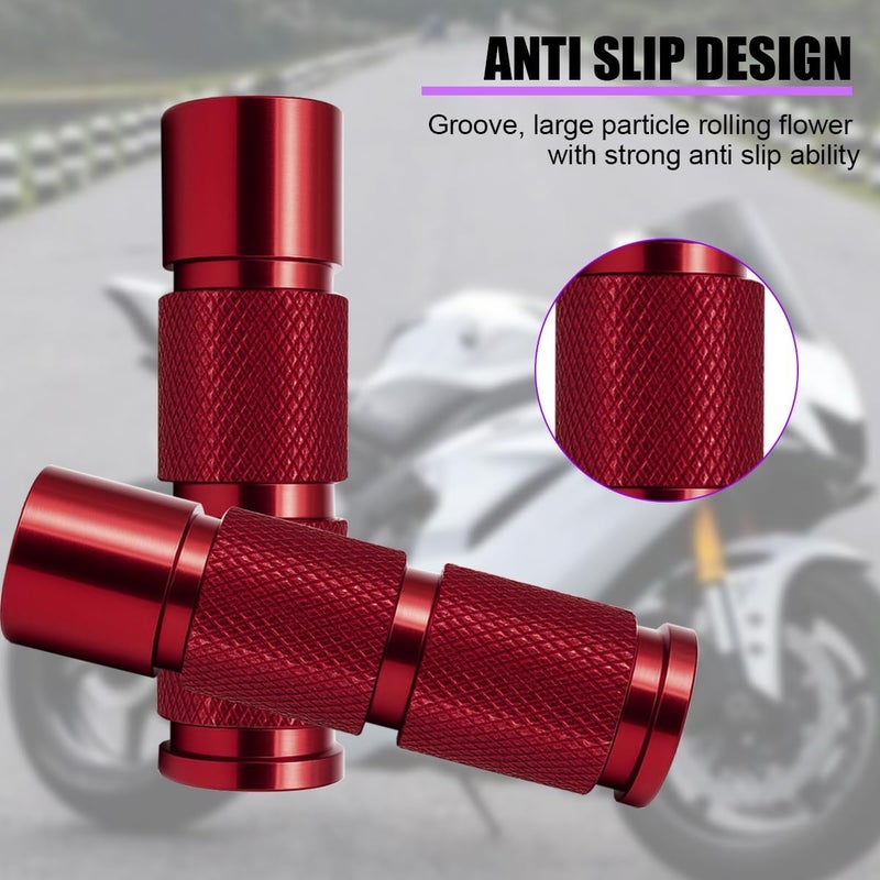 Sandfren 2PCS Motorcycle Foot Pegs, Aluminum M8 CNC Motorbikes Passenger Pedals Footrests, Motorbicycle Rearsets Footpeg Accessories, Universal for 8mm Install Hole Bicycle Dirt Bike (Red) - Image 4